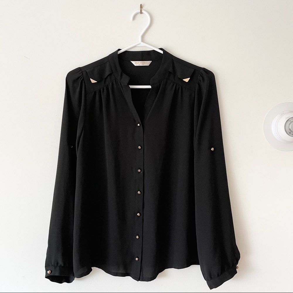 Gold Button Silky Blouse